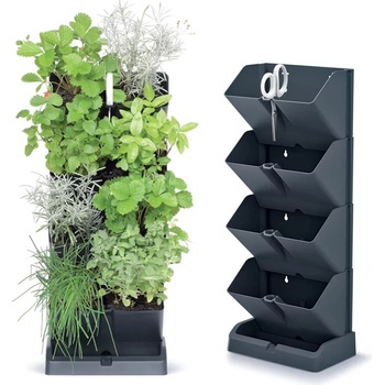 Prosperplast Vertikálne kvetináče s nožnicami MINI CASCADE antracit