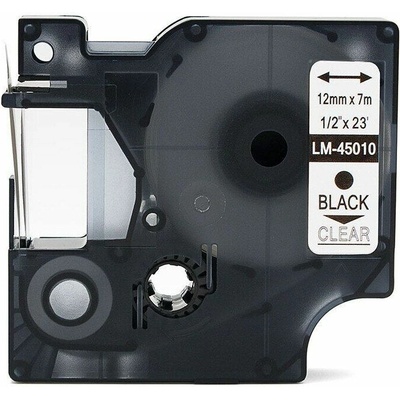 Tonery Náplně Kompatibilní páska s Dymo 45010, S0720500, 12mm x 7m cerný tisk / pruhledný podklad – Sleviste.cz