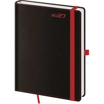Helma Black Red B6 týdenní 2027 černý