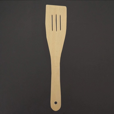 AMADEA Dřevěná obracečka rovná s drážkami, masivní dřevo, 28 cm