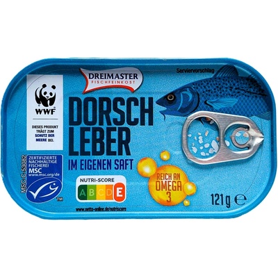 Dreimaster Dorschleber im eigenem Saft tresčí játra 121 g