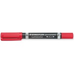 STAEDTLER Алкохолен маркер, 0, 6/1, 5 мм, коничен, с два края, STAEDTLER "Lumocolor duo 348", червен 348-2 (348-2)