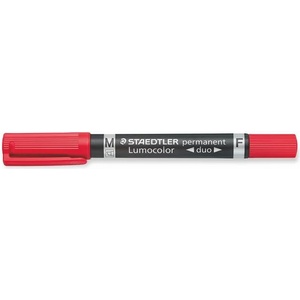 STAEDTLER Алкохолен маркер, 0, 6/1, 5 мм, коничен, с два края, STAEDTLER "Lumocolor duo 348", червен 348-2 (348-2)