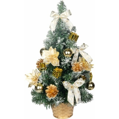 Stromček MagicHome Vianoce, ozdobený, zlatý, 50 cm