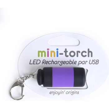 Prívesok na kľúče LED minibaterka nabíjanie cez USB farebný mix