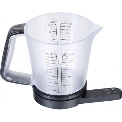 Smeg Кухненска везна с мерителна кана Kinghoff KH 1829, 1.5 л, До 5 кг, ТАРА, Автоматично изключване, Черен (KH 1829)