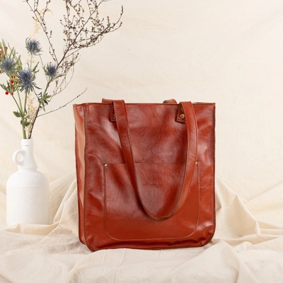 Ammyla kožená kabelka Vera style tehlová hnedá Crossbody s popruhom