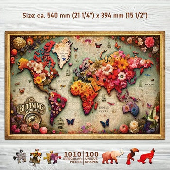 Wooden City - Puzzle Colorful Map - 1 000 piese