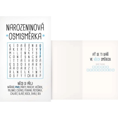 Přání humorné - Osmisměrka modrá