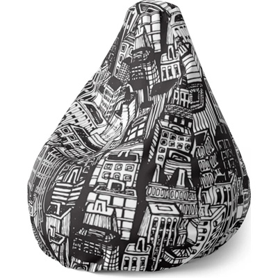 Sablio Sedací vak Pear Kreslené mrakodrapy 70 x 95 x 15 cm