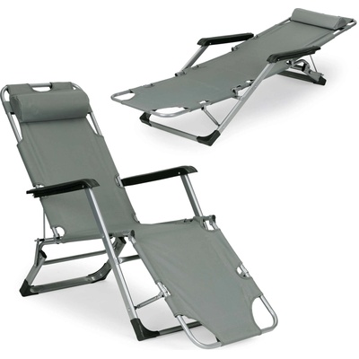 ModernHOME MultiGarden сгъваем шезлонг 2в1, градински плажен стол - Grey (ZRL010F GRAY)