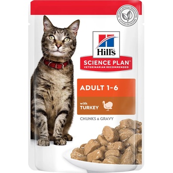 Hill's Science Plan Feline Adult пауч с пуйка - малки късчета в сос Грейви за зрели котки 1-6 години 12 пауча по 0.085 гр 1.020 кг