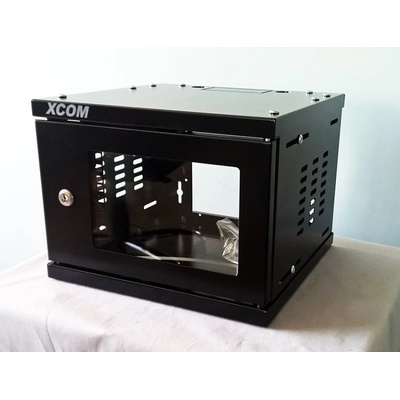 Шкаф 4U стенен монтаж, 350х300мм, стъклена врата, 10", RAL9004 - x-30606 (x-30606)