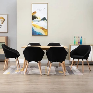 vidaXL Трапезни столове, 6 бр, черни, плат (278423)