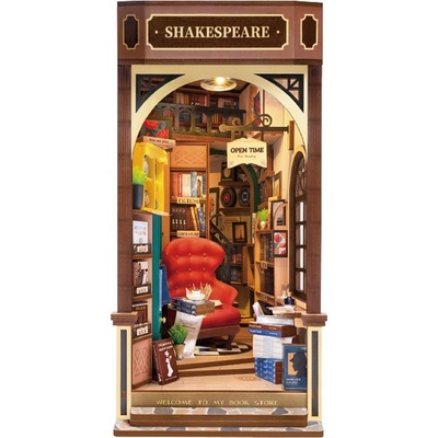 Robotime Stavebnica - zarážka na knihy Bookstore drevená