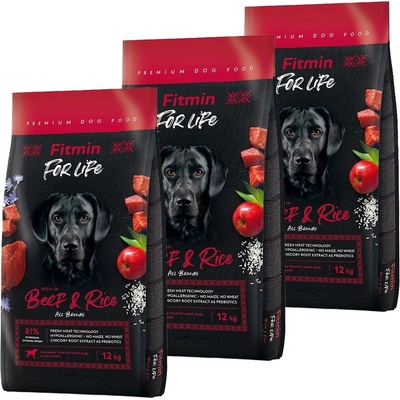 Fitmin For Life Adult All Breeds Beef & Rice 3 x 12 kg