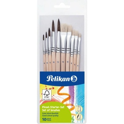 PELIKAN mix štětinových a vlasových, sada 10 ks