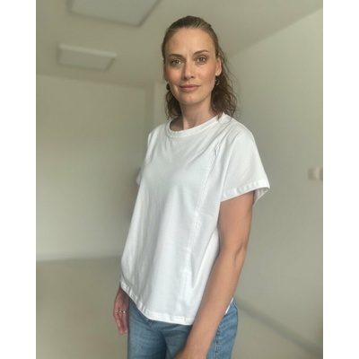 Tričko na dojčenie so zipsom Kira oversized biele