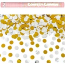 Konfety a serpentíny Vystreľovacie konfety zlaté a strieborné bodky 40 cm