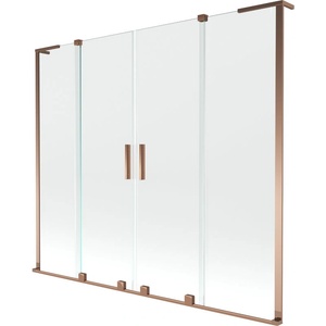 Mexen Velar L Duo 2-крилен плъзгащ екран за вана 200 x 150 cm, прозрачен, розово злато - 896-200-003-02-60 (896-200-003-02-60)