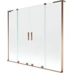 Mexen Velar L Duo 2-крилен плъзгащ екран за вана 200 x 150 cm, прозрачен, розово злато - 896-200-003-02-60 (896-200-003-02-60)
