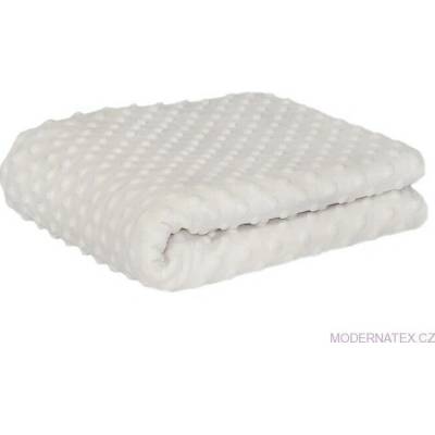 Látka minky puntík, 380 g/m², šíře 160 cm, metráž, bílá