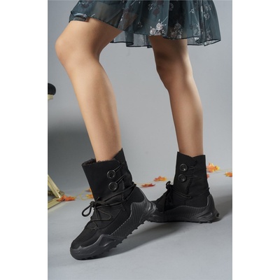 Riccon Дамски боти с каракул 0012501 - Черни #393129 (393129_Черно)