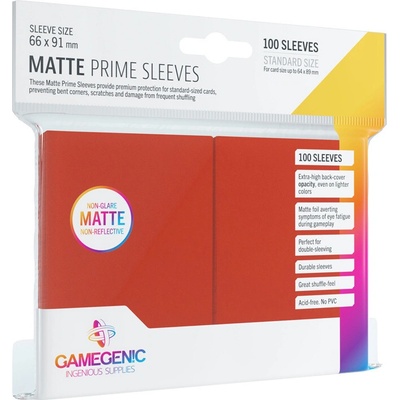 Gamegenic Matte Prime červené 66 x 91 mm, Obaly 100 ks