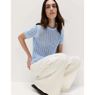 Marks & Spencer Плетена върхна част с текстура и висок процент памук Marks & Spencer синя Marks & Spencer | Sin | ЖЕНИ | S
