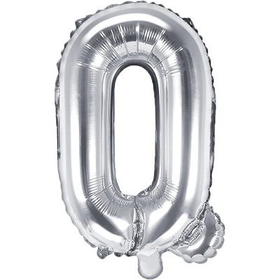 PartyDeco Fóliový balón Mini Písmeno Q 35cm strieborný