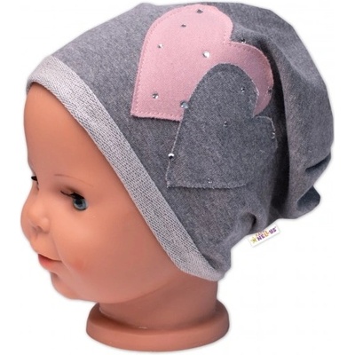 Detská čiapka bavlna Srdiečka s kamienkami Baby Nellys sivá