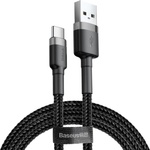 Baseus USB Type-C Data Cable, 2A, 2m - Baseus Caffeine (CATKLF-CG1) - Сиво Черен