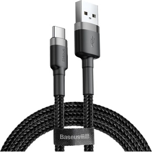 Baseus USB Type-C Data Cable, 2A, 2m - Baseus Caffeine (CATKLF-CG1) - Сиво Черен