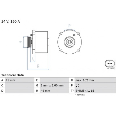 Alternátor BOSCH 0 986 041 750