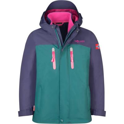 TROLLKIDS Детско 3-в-1 яке Trollkids Girl's Bryggen 3in1 Jacket 3-in-1 jacket - Deep Violet / Midnight Petrol / Dark Pink - размер 176 (EU) (703-2231-1420)