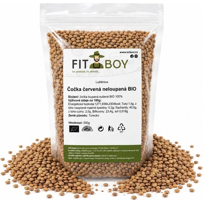 Fitboy Šošovica červená nelúpaná BIO 500 g