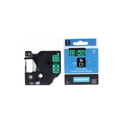 Naplnka Kompatibilná páska s Dymo 40919 / S0720740, 9mm x 7m, čierna tlač / zelený podklad