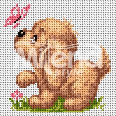 Milena Style Куче с пеперуда - гоблен с щампа без конци