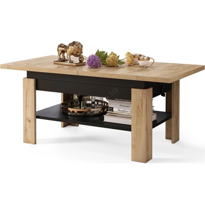 Mazzoni Разтегателна холна/трапезна маса с повдигащ плот roy дъб сонома/черна (mz0025)