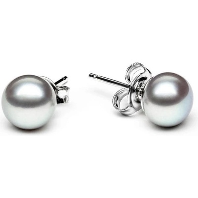 Eppi Strieborné napichovacie náušnice so sivými perlami Belva E38238