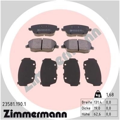 Sada brzdových destiček, kotoučová brzda ZIMMERMANN 23581.190.1 23581.190.1