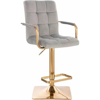 LuxuryForm Design Verona Gold Velur na zlatej hranatej podstave svetlo šedá