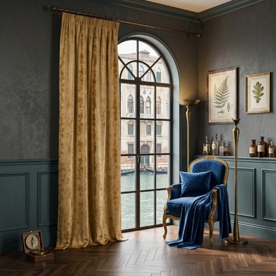 Dekorační široký velvet závěs s řasící páskou FES zlatá 200x245 cm nebo 200x260 cm (cena za 1 kus) MyBestHome Rozměr: 200x245 cm