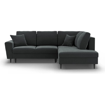 Cosmopolitan Design Тъмносив кадифен разтегателен ъглов диван с място за съхранение (десен ъгъл/L форма) Kyoto - Cosmopolitan Design (COS_RCF_L_2_F1_KYOTO9)
