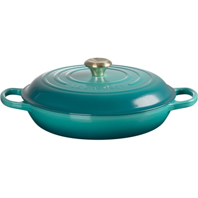 Le Creuset 21180280994450 Hrniec Gourmet nízky, 28 cm, bleu riviera