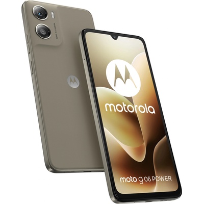 Смартфон Motorola Moto G06 Power (кафяв), поддържа 2 SIM карти, 6.88" (17.47cm) LCD 120Hz дисплей, осемядрен MediaTek Helio G81 Extreme 2GHz, 4GB LPDDR4X, 256GB Flash памет, 50 & 8 Mpx камери, Android (PBA00003RO)