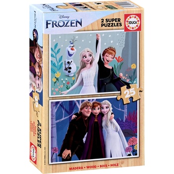 Educa Детски дървен пъзел Educa от 2 x 25 части - Замръзналото кралство (EDU19959)
