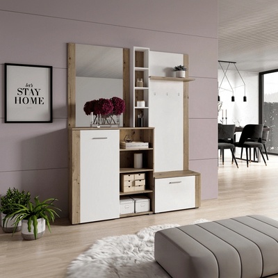 Комплект за антре бяло/ дъб артисан fandu