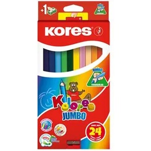 Kores Комплект цветни моливи, триъгълни, джъмбо, KORES "Kolores Jumbo", 24 различни цвята 93524 (93524)