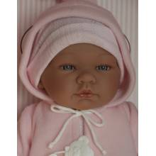 Asivil Realistické miminko MARÍA v růžovém kabátku s kapucou